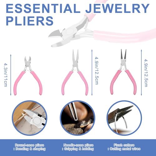 Jewelers Tools Set 27Pcs Ring Making Kit Includes Jewelers Saw with 144 Saw Blades, Bench Pin Clamp, Wooden Ring Clamp, Rings Sizer Measuring Tool, Rubber Hammer, Diamond Needle Files, Jewelry Pliers