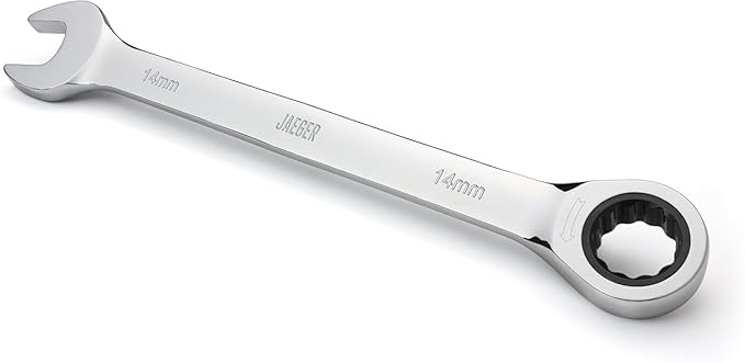 Jaeger 14 mm Combo Ratchet Wrench, 90-Tooth, Chrome Vanadium, Metric