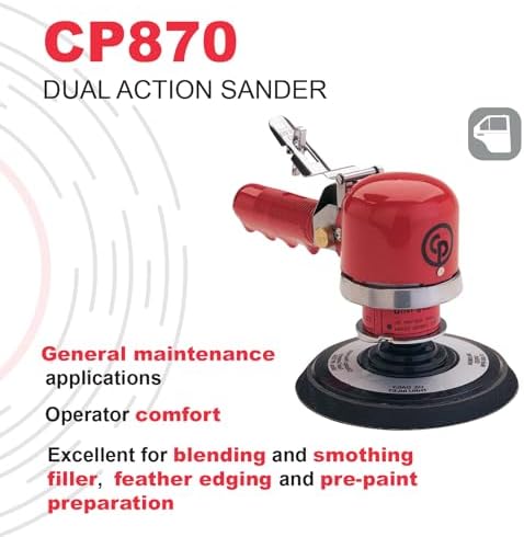 Chicago Pneumatic CP870-6 Inch (150 mm), Air Random/Rotary Sander Tool, Non-Vacuum, PSA, 10000 RPM, Home Improvement, Woodworking, Rust Removal, Polisher