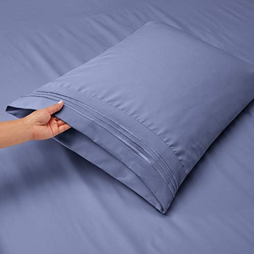 Hearth & Harbor Twin Size Sheets - 3 Piece Bed Sheet Set, Hotel Luxury Double Brushed Bed Sheets - Extra Soft Bedding Sheets & Pillowcases, Twin, Steel