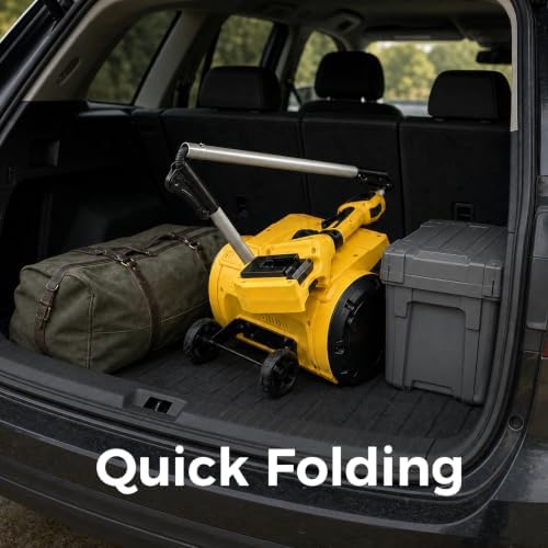 Cordless Snow Shovel Compatible with DeWalt 20V MAX Batteries (Tool ONLY), 40V Dual-Battery Outer-Rotor Brushless Motor, 2-Speed, 14-Inch Clearing Width, 23FT Throw, Foldable Snow Blower with Wheels