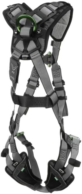 MSA V-FIT Standard Safety Harness - Polyester & Nano-Technology Treated Web Full Body Harness Back, Shoulder Padding, Gray