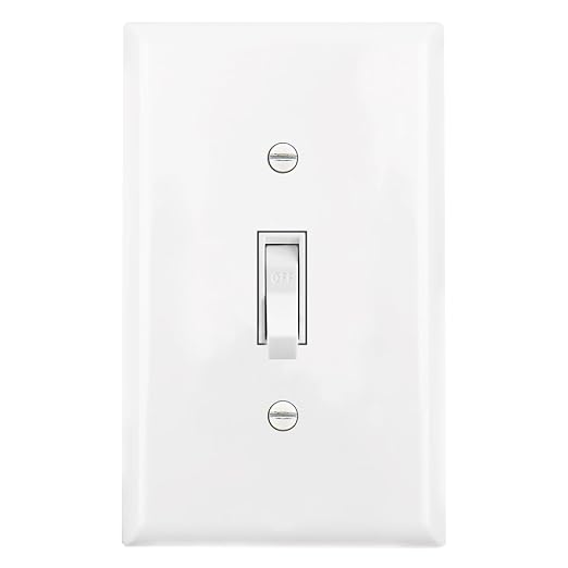 Baomain 6-Pack 15 Amp Toggle Light Switch with Wall Plate, Single Pole, Residential/Commercial Grade, On/Off Switch, Glossy White, UL Certified