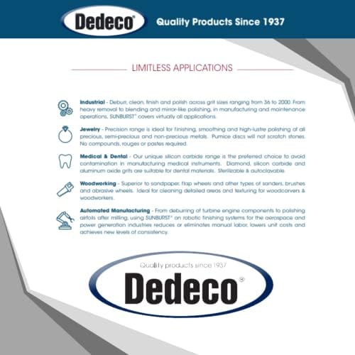 Dedeco Sunburst Radial Bristle Discs 12-Pack - 2" Curved - 3/8" Arbor - White 120 Grit (Medium) - Aluminum Oxide for Polishing & Finishing