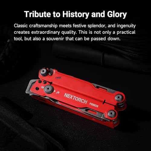 NEXTORCH PIONEER MT20 14-IN-1 Multi-tools Full-Size,Versatile Multi-tool Set with Scissors Needle Nose Pliers Pocket Clip Multi-tool (RED with Glass Breaker)