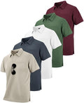 ZITY 5 Pack Polo Shirts for Men with Pocket Dry Quickly Short Sleeve Athletic Outdoor Work Collared Shirts