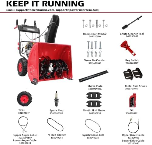 PowerSmart 24-Inch Gas Snow Blower with 212cc Engine, Electric Start, and 6 Forward/2 Reverse Speeds, Two-Stage, Self-Propelled Snow Blower with LED Lights