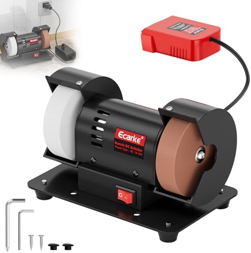 Ecarke 3" Mini Bench Grinder Compatible with Milwaukee 18V (Tool Only) Bench Grinder 2000-10000 RPM Variable Speed with AC Adapter, Dual Grinding Wheels for Sharpen Knives, Drills, Rust Removal