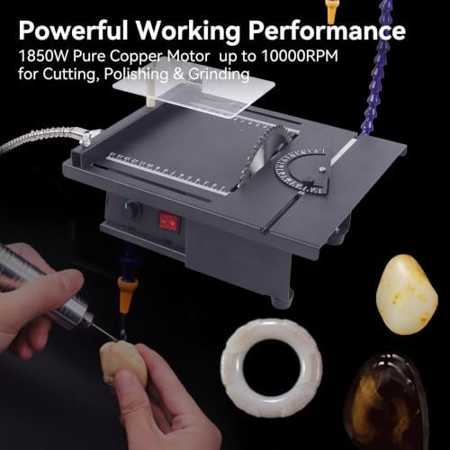 Jade Carving Machine 1850W, Table Saw Polisher Grinder, 0-10000 RPM for Jew