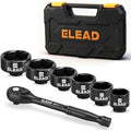 ELEAD 7-Piece 24-38mm Oil Filter Socket Wrench Set, 3/8'' Drive Oil Filter Cap Removal Tool, Oil-change Kit with 3/8'' Drive Ratchet Wrench Handle, Compatible with Toyota BMW Audi VW Porsche Vehicles
