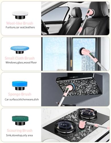 Electric Spin Scrubber for Bathroom, Shower Scrubber with Long Handle