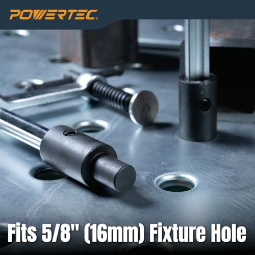 POWERTEC 2PK Welding Clamp with T-Handle – 6-1/2" Max Opening, 3-1/4" Throat Depth – Fits 5/8" (16mm) Welding Table Holes, Heavy-Duty Workbench Screw Clamp for Welding & Fabrication (72234-P2)