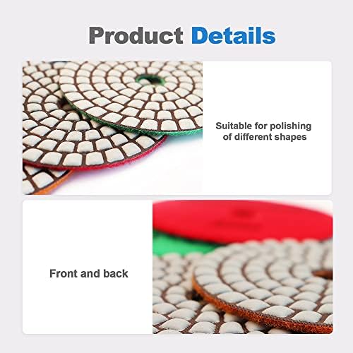 Dry Diamond Polishing Pads - 8pcs 4 inch (#50x3,#100x2,#200x1,#400x1,#800x1) Sanding Pads Kit for Granite Marble Ceramic Used on Angle Grinder or Polisher
