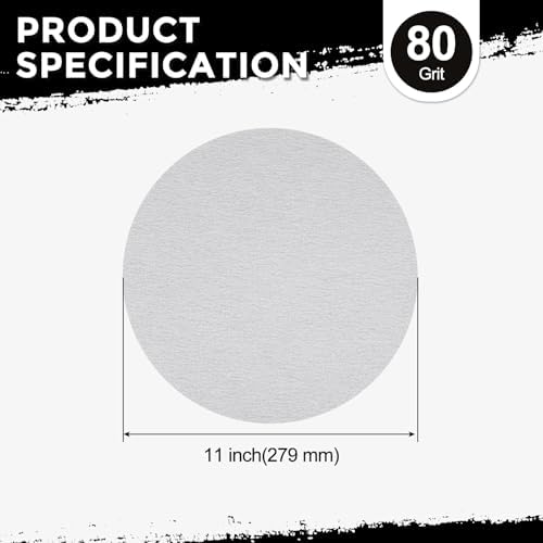 50Pcs Sanding Discs 11In 80Grit Hook and Loop Sandpapers White