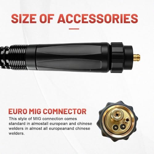 10ft or 15ft Mig Gun torch Compatible with Bernard STYLE BTB 400A BNQ400M Euro Connector and Give Away Consumables kits (15ft BNQ400M Torch)