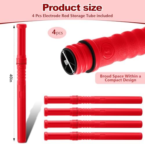 Tandefio 4 Pcs Welding Rod Storage Tube 40 Inch Tig Rod Storage Canisters Welding Electrode Holder Airproof Waterproof Container(Red)
