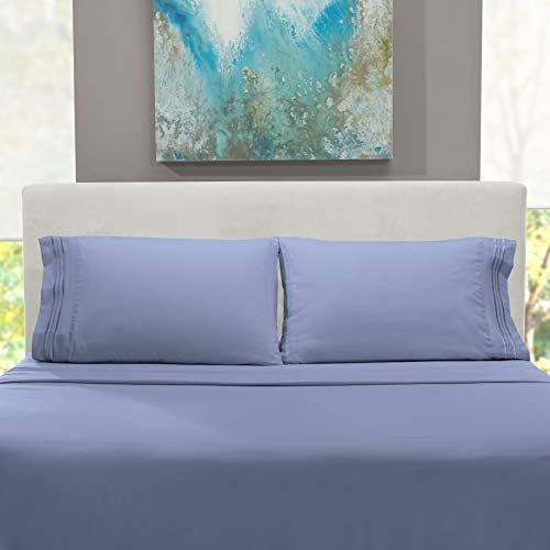 Hearth & Harbor 4Pcs Queen Bed Sheet Set, Hotel Luxury Double Brushed Microfiber, Deep Pocket Fitted Sheets, Steel (Queen, Solid)