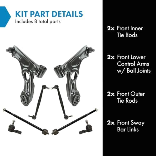 TRQ Front Steering and Suspension Kit Tie Rods Control Arms Ball Joints