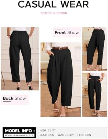 EVALESS Womens Wide Leg Barrel Pants with Pockets