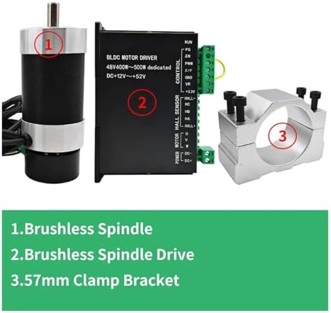 48V500W-4 Brushless Spindle 48V 500w ER11 Brushless DC Spindle Built with 57MM Clamp Bracket