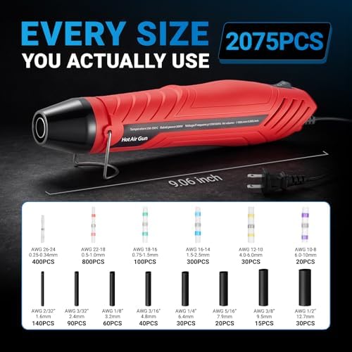 2075 pcs Heat Shrink Wire Connector Kit with Heat Gun and Wire Stripper