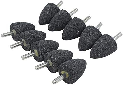 50Pc 1/4" Shank Brown Corundum Grinding Head Cone Shaped Grinding Wheel Abrasive Mounted Grinding Point Stone Rotary Tools Deburring Polishing -Diameter:30mm
