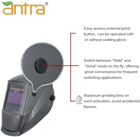 Antra Digital Solar Power Auto Darkening Welding Helmet - DP3-001X True Color 3/5-13 w/Tack Mode, Shade Lock, Two Step Delay, Low TIG Rating 2A - Precision Protection for Welding Excellence