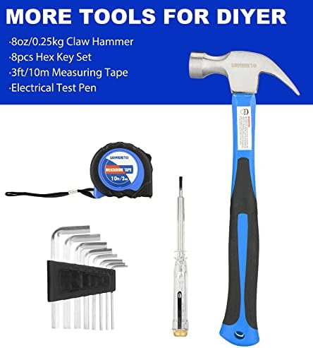 URASISTO 24-Piece Household Tool Kit for Men Repair Hand Tool Set Bag with Hammer, Screwdriver,Pliers, Wrench set with Storage Bag