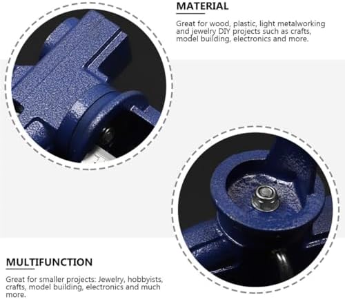 NOLITOY Swivel Base Table Clamp 360 Degree Rotating Small Bench Vise 50mm Blue Clamp-on Workholding Device for Woodworking and Repair