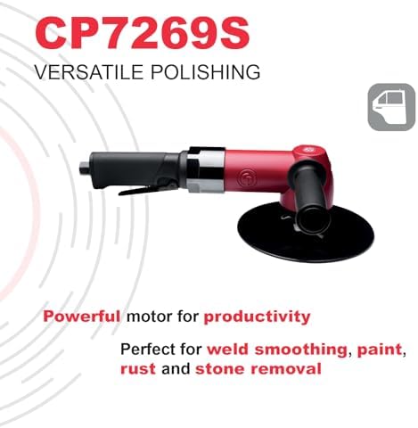 Chicago Pneumatic CP7269S - 7 Inch (178 mm) Air Angle Polisher, 0.71 HP / 530 W - 5000 RPM, Red