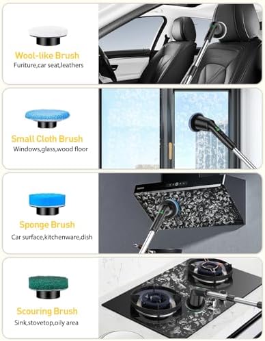 Electric Spin Scrubber for Bathroom, Shower Scrubber with Long Handle