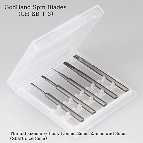 GodHand Power Pin Vise GH-PB-98ST, Spin Blade GH-SB-1-3 Set of 2 For Plastic Models With Original Stylus Ballpoint Touch Pen