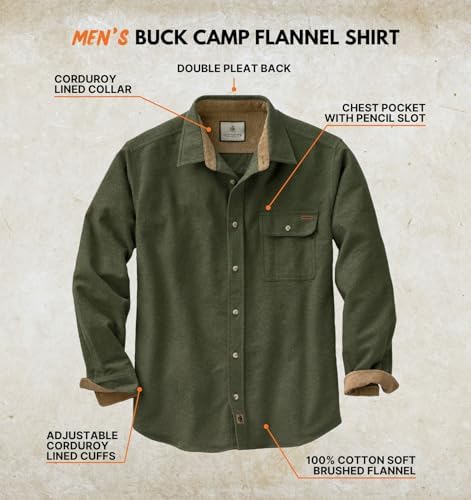 Legendary Whitetails Mens Flannel Long Sleeve Button Down 100% Cotton Shirt