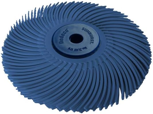 Dedeco Sunburst Radial Bristle Discs 4" x 1/2" Curved - Blue 400 Grit (Fine) - Aluminum Oxide (TC Series) for Polishing & Finishing 1/Unit