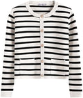ANRABESS Women's Button Down Cropped Striped Cardigan Sweaters