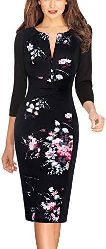 VFSHOW Womens Work Business Office Zipper Up Slim Bodycon Sheath Dress