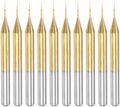 uxcell 10Pcs 0.2mm Titanium Coat Carbide End Mill Engraving Milling Cutter CNC Router Bits for PCB Machine, 1/8" Shank