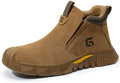 GLANOUDUN Steel Toe Shoes for Men Welding Work - Slip-On, Mid-Top Coverage