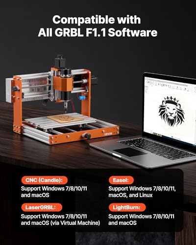 VEVOR CNC Router Machine, 500W Spindle, 3-Axis Wood Engraving Milling Machine, with 300 x 180 x 80 mm Working Area, Offline Controller, Limit Switch, E-Stop, for Wood Acrylic Plastic Carving Cutting