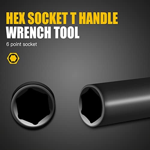 T-Handle Socket Wrench Set, 7PCS Metric Handle Wrenches - 6, 8, 10, 11, 12, 13, 14mm, 6-Point Hex Socket Lug Wrench for Motorcycle Car Bicycle Repair, Chrome Vanadium Steel