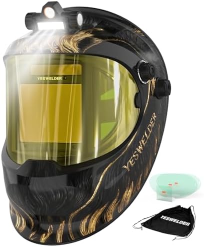 YESWELDER Auto Darkening Welding Helmet with LED, 180° View, LYG-Q800D-BL