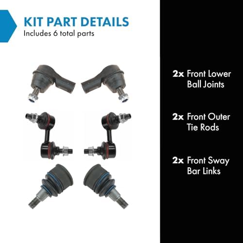 TRQ Front Steering and Suspension Kit Ball Joints Tie Rods Sway Bar Links