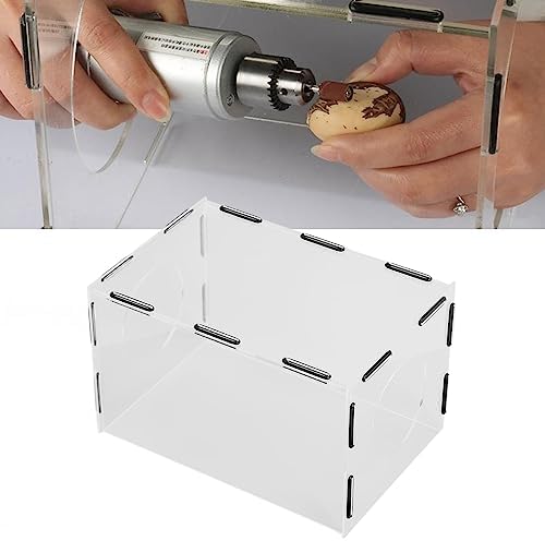 Acrylic Enclosed Grinding Dust Box with 2 Holes, Highly Transparent Rectangle Table Polisher Dust Box, Easy to Install for Polishing, Sanding, Engraving