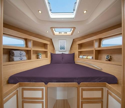JS Sanders V Berth Boat Sheet 1 Pcs 600 TC Egyptian Cotton, Plum