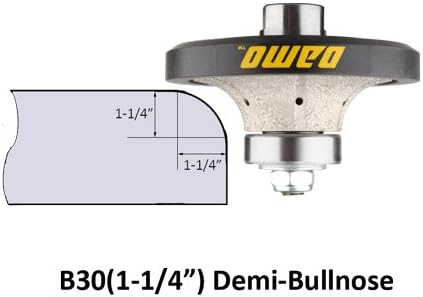 DAMO 1-1/4 inch Demi Bullnose & Half Bullnose Diamond Hand Profile Wheel, Hand Profiler, Coarse Grit Router Bit, 5/8-11 Thread, for Granite, Concrete, Marble, and Countertop Edge