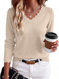 ANRABESS Sweaters for Women Lightweight Loose Fit V Neck Fall Outfits