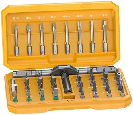 Magnetic Ratchet Screwdriver Set, 42 in 1 T Handle Ratchet Screwdriver Set | with S2 Steel Bits, Compact Case, Ratcheting Screwdriver for Home Daily Repair, DIY Projects, Ideal Gift for Men Husband