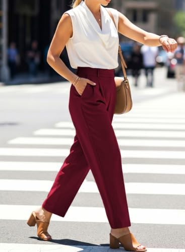 EVALESS Womens Wide Leg Barrel Pants with Pockets