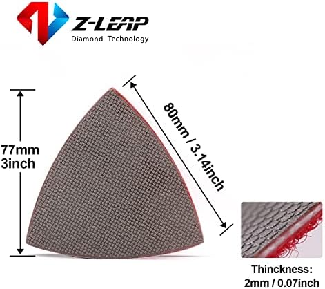 Diamond Triangular Sandpaper Sheet Discs Sanding Pads for for Grinding Stone Glass Ceramic 3"(80mm) 400 Grit