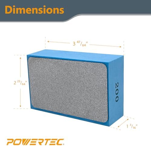 POWERTEC 72305 Diamond Hand Polishing Pads 2Pack, 60 & 200 Grits, Diamond Sanding Block for Polishing and Grinding Porcelain, Ceramic Tile, Glass, Granite, Stone, Wood & Metal